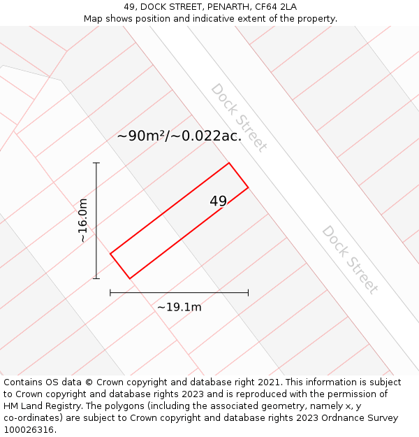 49, DOCK STREET, PENARTH, CF64 2LA: Plot and title map