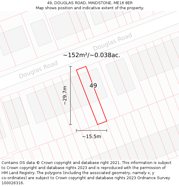 49, DOUGLAS ROAD, MAIDSTONE, ME16 8ER: Plot and title map