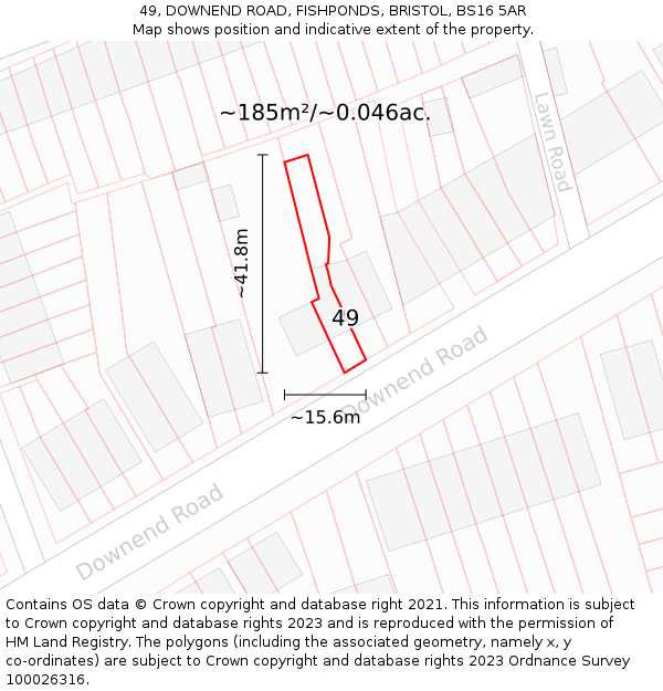 49, DOWNEND ROAD, FISHPONDS, BRISTOL, BS16 5AR: Plot and title map