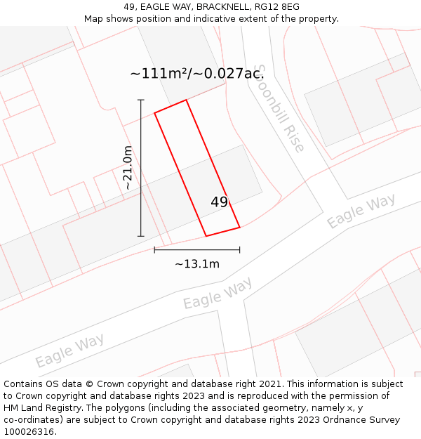 49, EAGLE WAY, BRACKNELL, RG12 8EG: Plot and title map