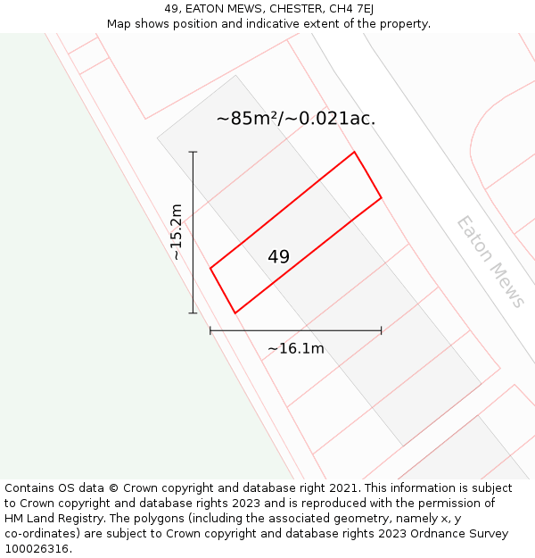 49, EATON MEWS, CHESTER, CH4 7EJ: Plot and title map