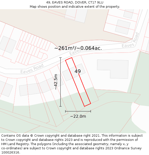 49, EAVES ROAD, DOVER, CT17 9LU: Plot and title map