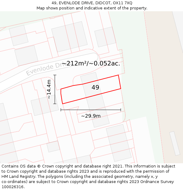 49, EVENLODE DRIVE, DIDCOT, OX11 7XQ: Plot and title map