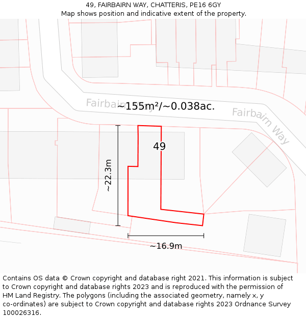 49, FAIRBAIRN WAY, CHATTERIS, PE16 6GY: Plot and title map
