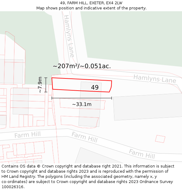 49, FARM HILL, EXETER, EX4 2LW: Plot and title map