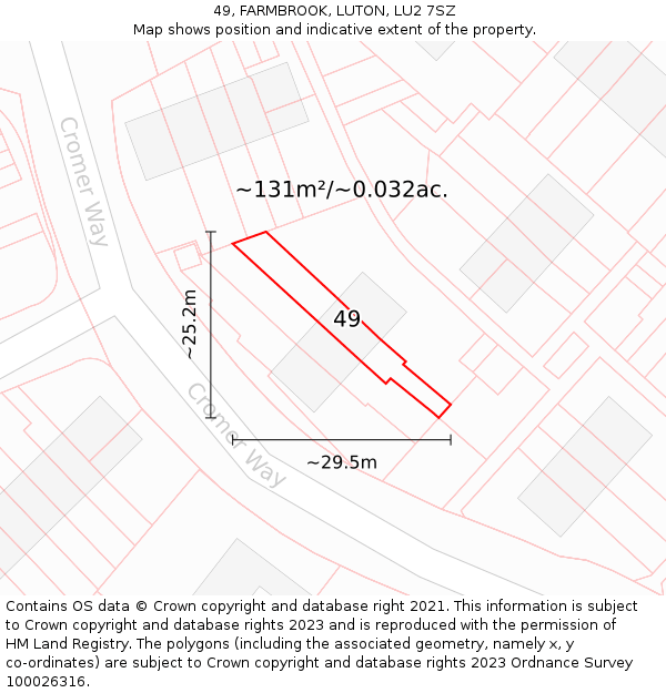 49, FARMBROOK, LUTON, LU2 7SZ: Plot and title map