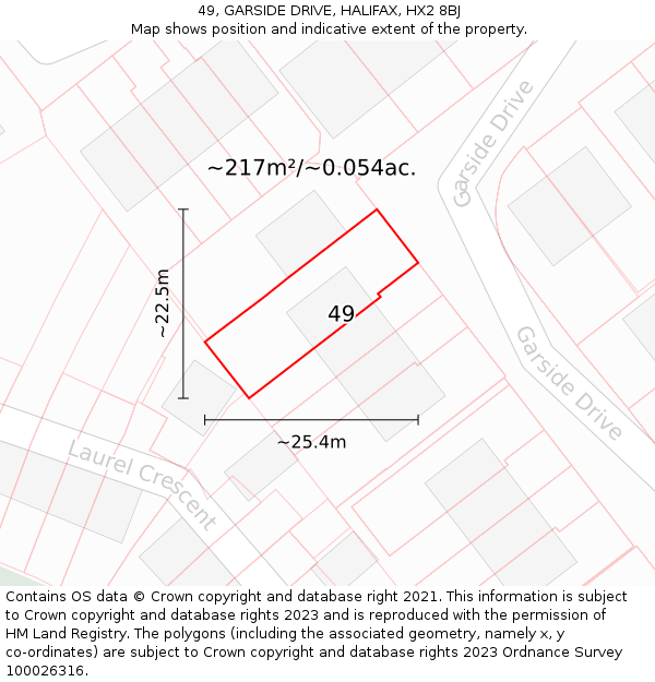 49, GARSIDE DRIVE, HALIFAX, HX2 8BJ: Plot and title map