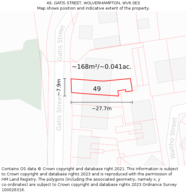 49, GATIS STREET, WOLVERHAMPTON, WV6 0ES: Plot and title map
