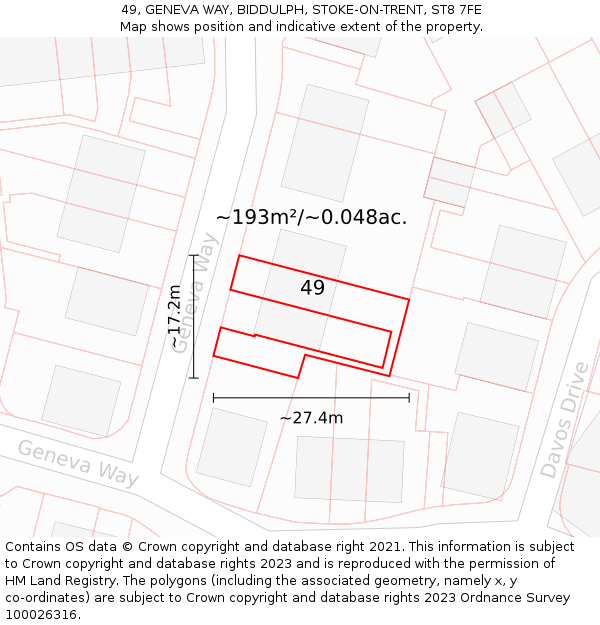 49, GENEVA WAY, BIDDULPH, STOKE-ON-TRENT, ST8 7FE: Plot and title map