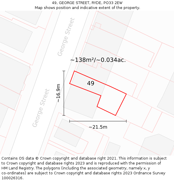49, GEORGE STREET, RYDE, PO33 2EW: Plot and title map