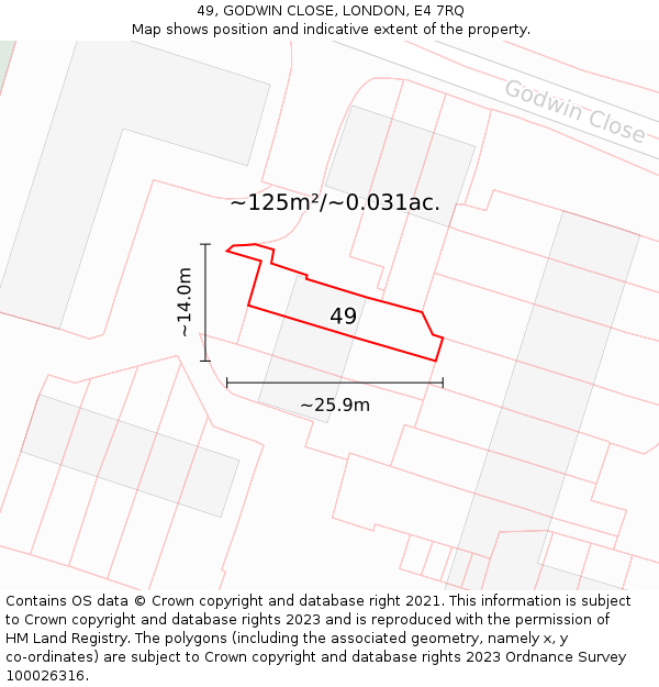 49, GODWIN CLOSE, LONDON, E4 7RQ: Plot and title map
