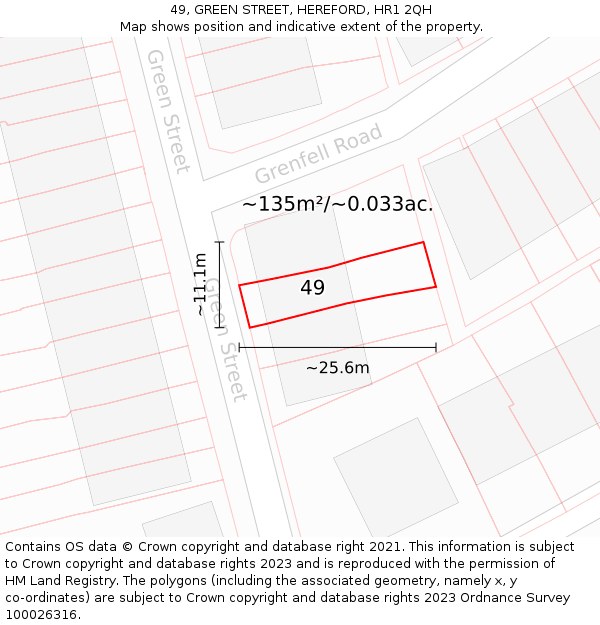 49, GREEN STREET, HEREFORD, HR1 2QH: Plot and title map