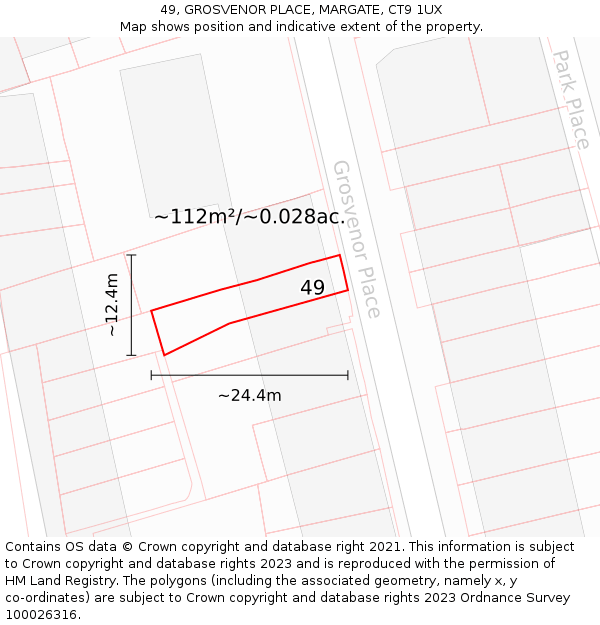 49, GROSVENOR PLACE, MARGATE, CT9 1UX: Plot and title map
