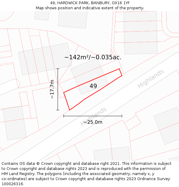 49, HARDWICK PARK, BANBURY, OX16 1YF: Plot and title map