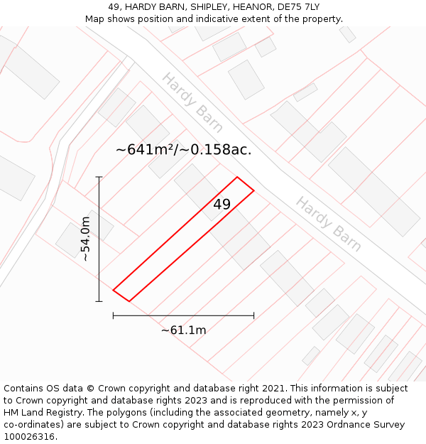49, HARDY BARN, SHIPLEY, HEANOR, DE75 7LY: Plot and title map