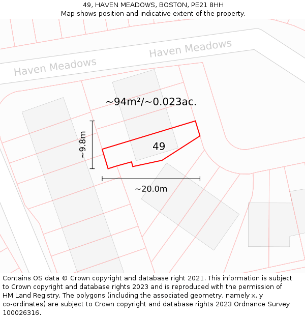 49, HAVEN MEADOWS, BOSTON, PE21 8HH: Plot and title map