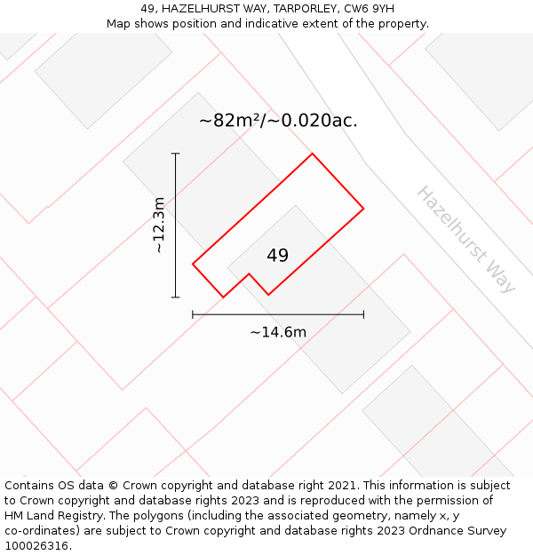 49, HAZELHURST WAY, TARPORLEY, CW6 9YH: Plot and title map