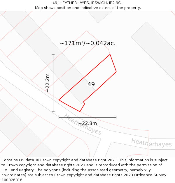 49, HEATHERHAYES, IPSWICH, IP2 9SL: Plot and title map