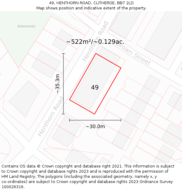 49, HENTHORN ROAD, CLITHEROE, BB7 2LD: Plot and title map