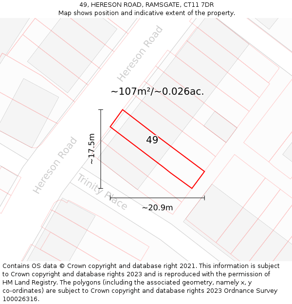 49, HERESON ROAD, RAMSGATE, CT11 7DR: Plot and title map