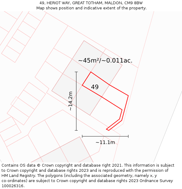 49, HERIOT WAY, GREAT TOTHAM, MALDON, CM9 8BW: Plot and title map