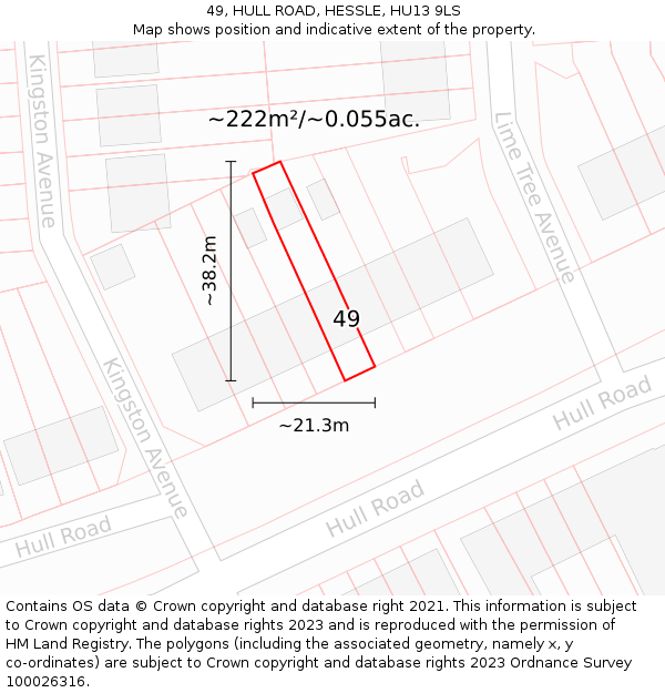 49, HULL ROAD, HESSLE, HU13 9LS: Plot and title map