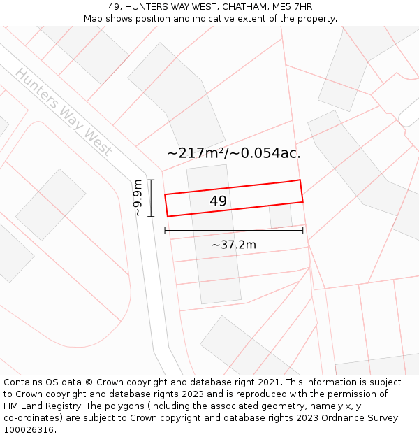49, HUNTERS WAY WEST, CHATHAM, ME5 7HR: Plot and title map