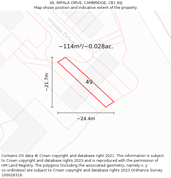49, IMPALA DRIVE, CAMBRIDGE, CB1 9XJ: Plot and title map