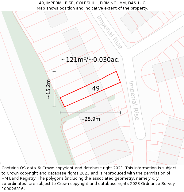49, IMPERIAL RISE, COLESHILL, BIRMINGHAM, B46 1UG: Plot and title map