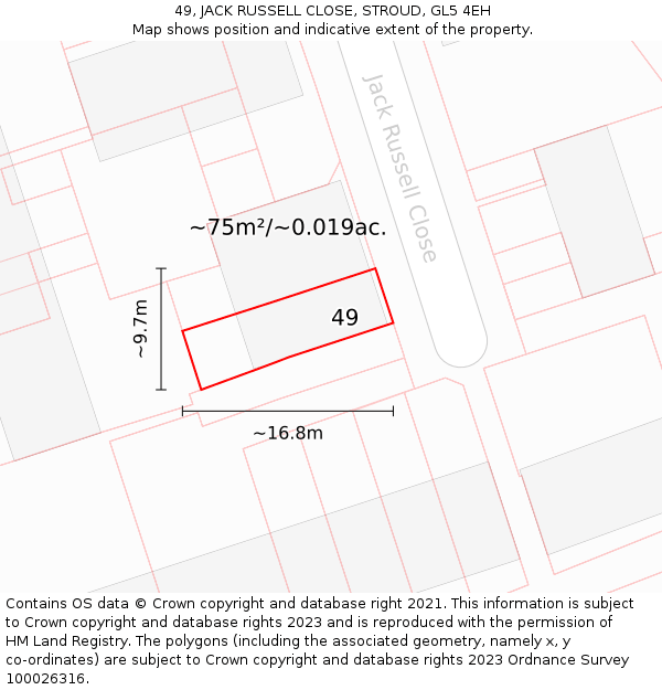 49, JACK RUSSELL CLOSE, STROUD, GL5 4EH: Plot and title map