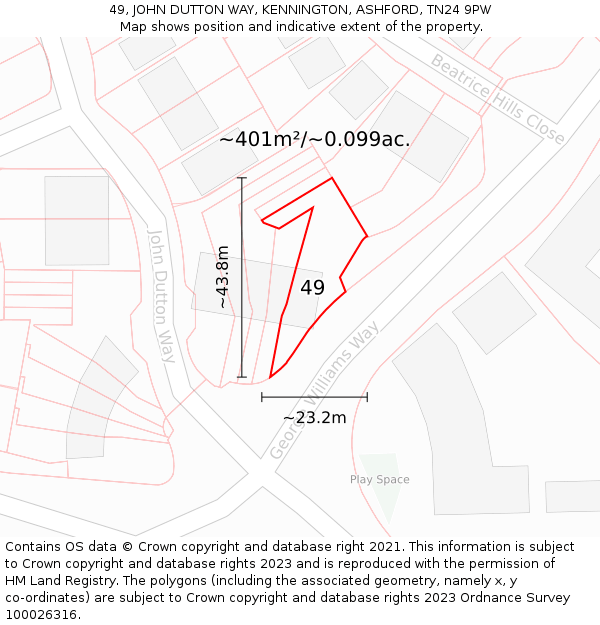 49, JOHN DUTTON WAY, KENNINGTON, ASHFORD, TN24 9PW: Plot and title map
