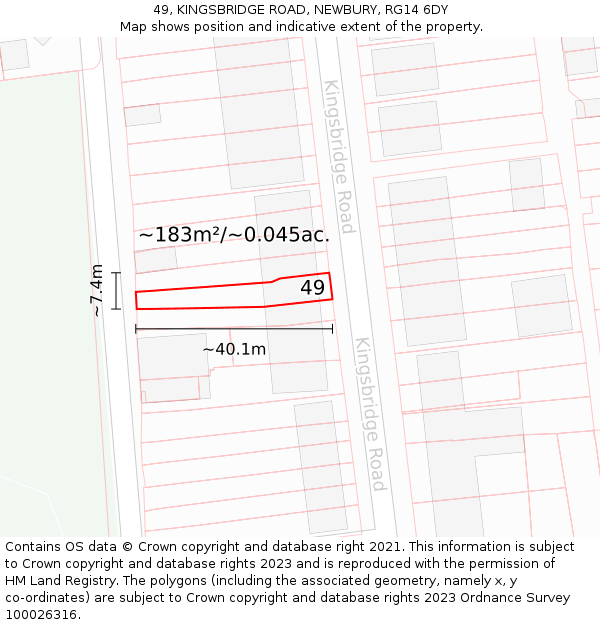 49, KINGSBRIDGE ROAD, NEWBURY, RG14 6DY: Plot and title map