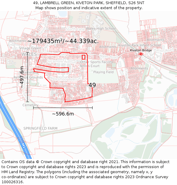 49, LAMBRELL GREEN, KIVETON PARK, SHEFFIELD, S26 5NT: Plot and title map