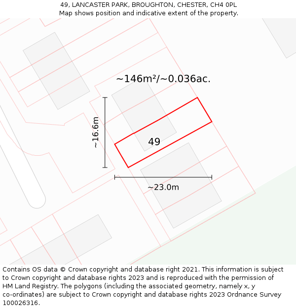 49, LANCASTER PARK, BROUGHTON, CHESTER, CH4 0PL: Plot and title map