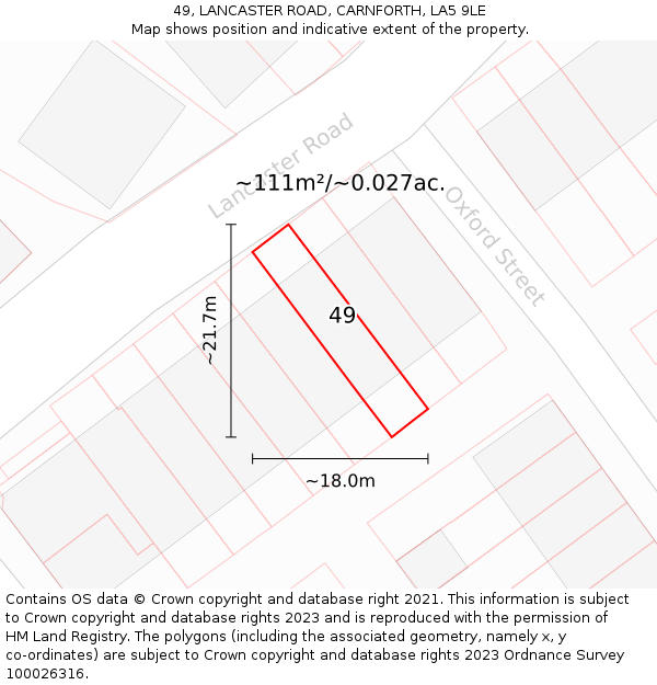 49, LANCASTER ROAD, CARNFORTH, LA5 9LE: Plot and title map