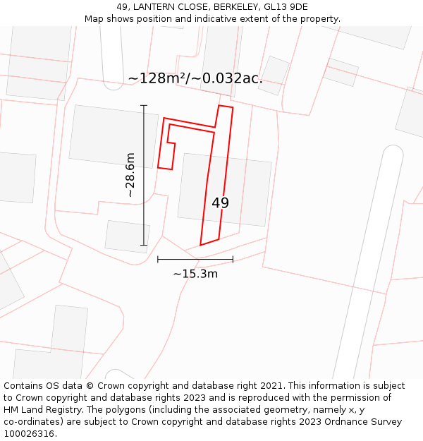 49, LANTERN CLOSE, BERKELEY, GL13 9DE: Plot and title map