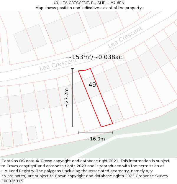 49, LEA CRESCENT, RUISLIP, HA4 6PN: Plot and title map