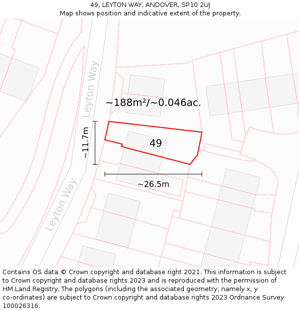 49, LEYTON WAY, ANDOVER, SP10 2UJ: Plot and title map