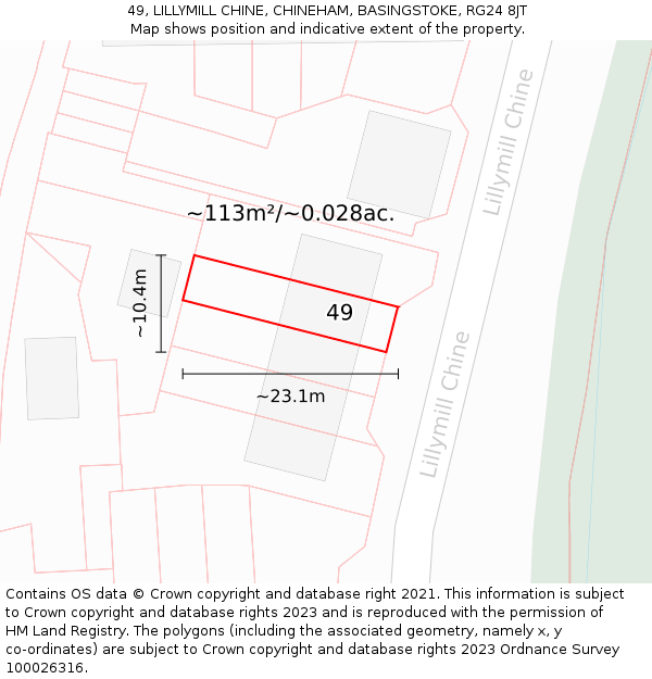49, LILLYMILL CHINE, CHINEHAM, BASINGSTOKE, RG24 8JT: Plot and title map