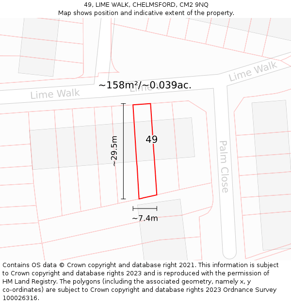 49, LIME WALK, CHELMSFORD, CM2 9NQ: Plot and title map