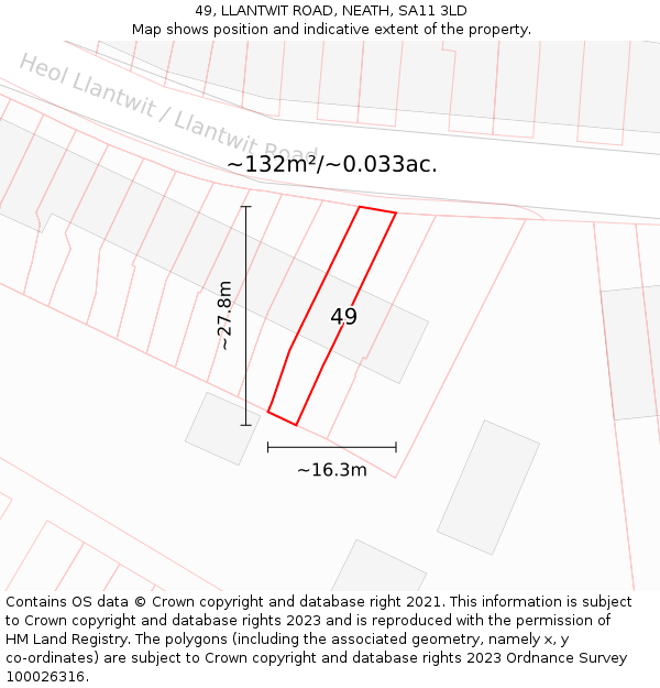 49, LLANTWIT ROAD, NEATH, SA11 3LD: Plot and title map