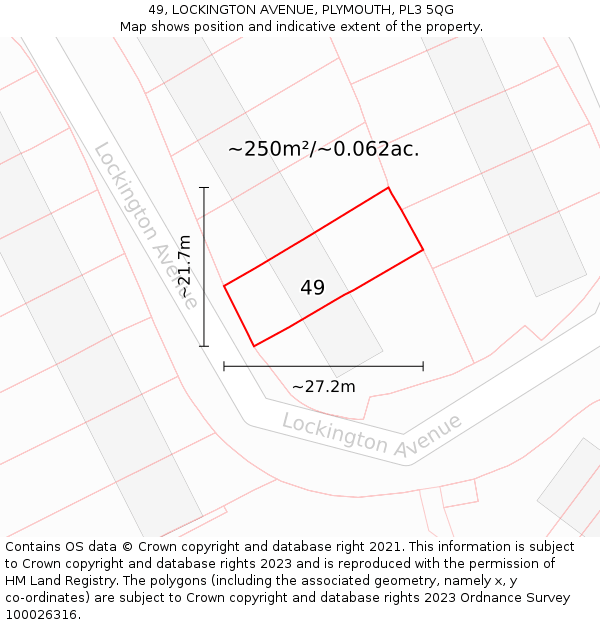 49, LOCKINGTON AVENUE, PLYMOUTH, PL3 5QG: Plot and title map