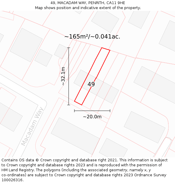 49, MACADAM WAY, PENRITH, CA11 9HE: Plot and title map