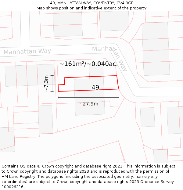 49, MANHATTAN WAY, COVENTRY, CV4 9GE: Plot and title map