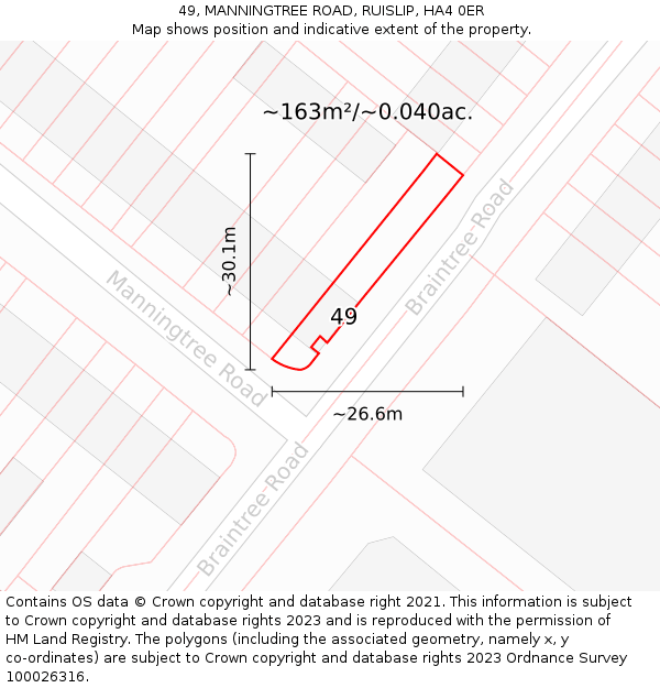 49, MANNINGTREE ROAD, RUISLIP, HA4 0ER: Plot and title map