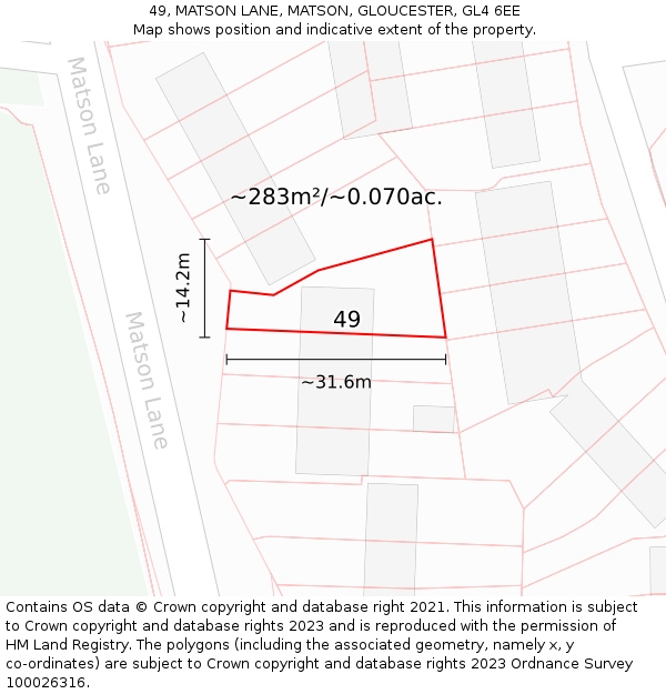 49, MATSON LANE, MATSON, GLOUCESTER, GL4 6EE: Plot and title map