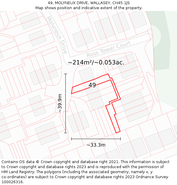 49, MOLYNEUX DRIVE, WALLASEY, CH45 1JS: Plot and title map