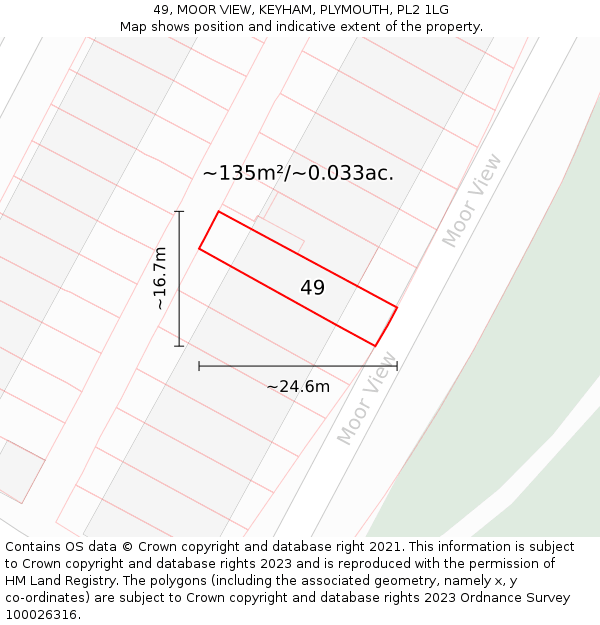 49, MOOR VIEW, KEYHAM, PLYMOUTH, PL2 1LG: Plot and title map
