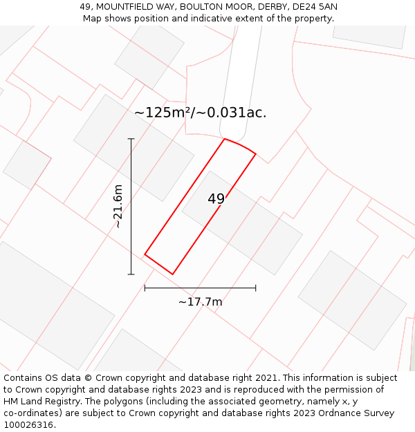49, MOUNTFIELD WAY, BOULTON MOOR, DERBY, DE24 5AN: Plot and title map