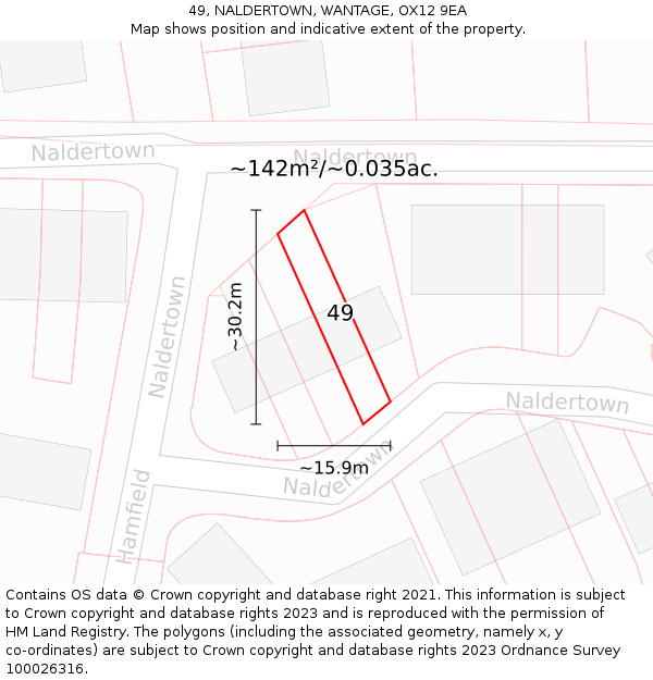 49, NALDERTOWN, WANTAGE, OX12 9EA: Plot and title map